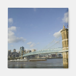 USA, Ohio, Cincinnati: Roebling-Hängebrücke 2 Magnet