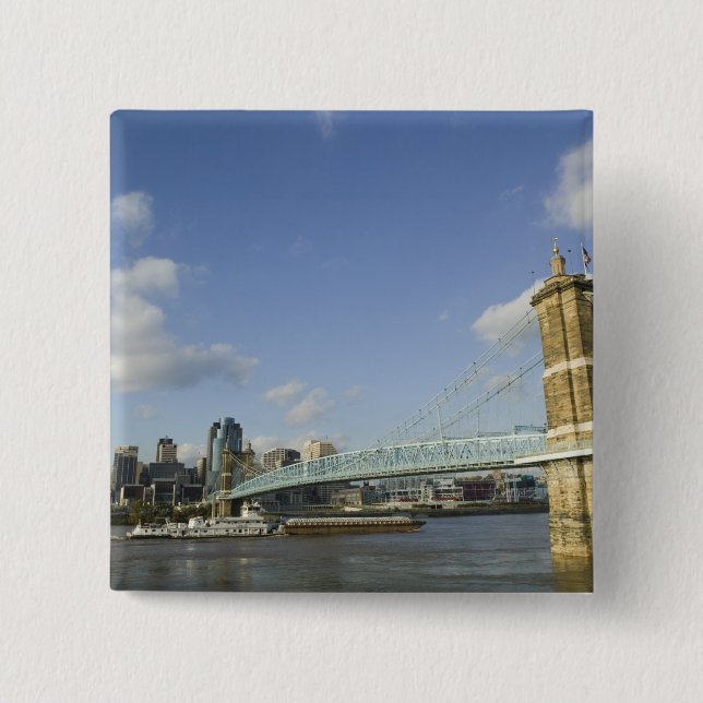 USA, Ohio, Cincinnati: Roebling Suspension 2 Button (Vorderseite)