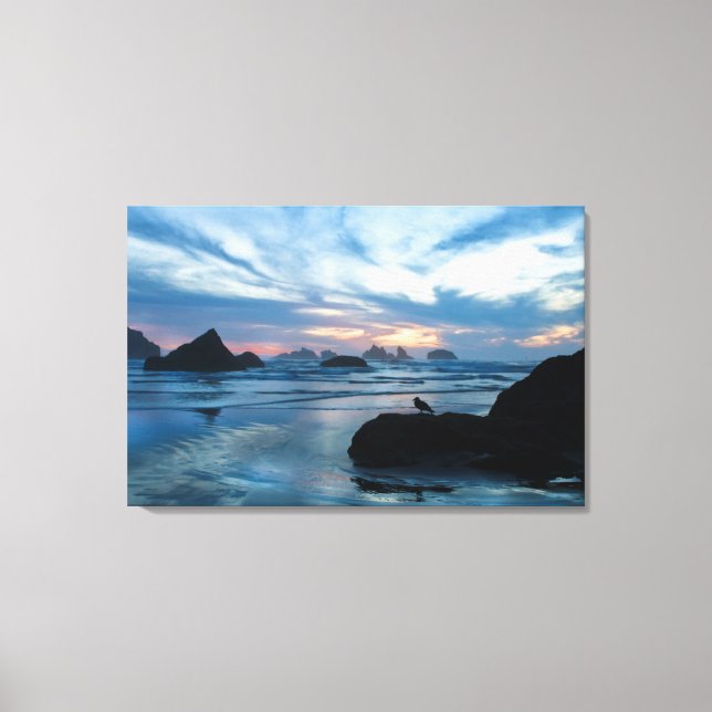 USA, Oregon, Bandon Beach. Seagull auf Felsen Leinwanddruck (Vorderseite)