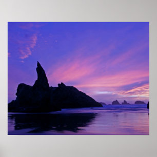 USA, Oregon, Bandon Beach. Silhouette des Meeres Poster