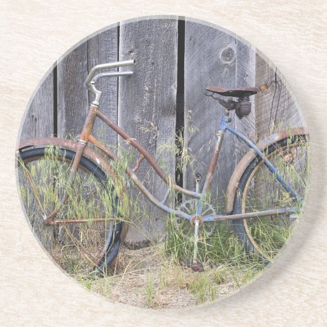 USA, Oregon, Bend. Ein verdünntes altes Fahrrad Getränkeuntersetzer (Vorne)