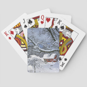 USA, Oregon, Clackamas County. Frischer Schnee Spielkarten
