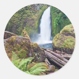USA, Oregon, Columbia River Gorge, Wahclella Runder Aufkleber