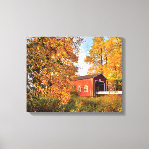 USA, Oregon. Shimanek Covered Bridge am Morgen Leinwanddruck