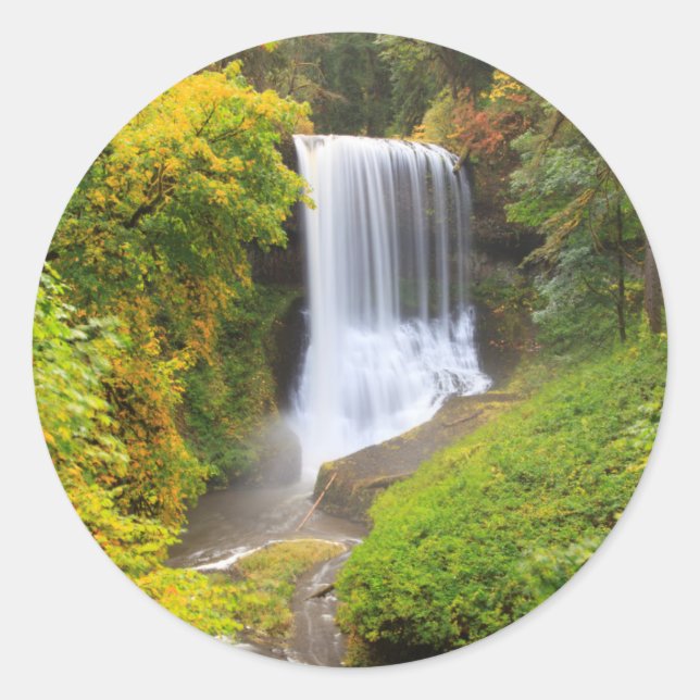 USA, Oregon, Silver Falls Staat Park 3 Runder Aufkleber (Vorderseite)