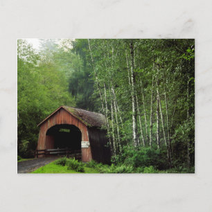 USA, Oregon Überdachte Brücke über die Nordgabel Postkarte