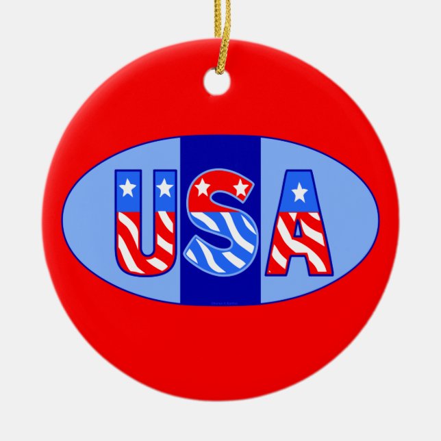 USA Oval Keramik Ornament (Vorne)