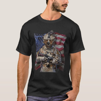 USA Patriot Brown Pit Bull Dog Army Comme T-Shirt