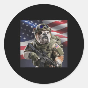 USA - Patriot Bull Dog als Kommando Runder Aufkleber