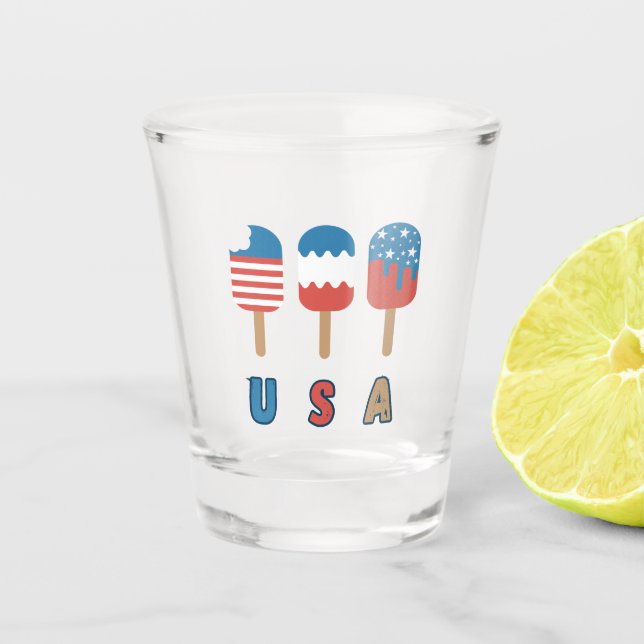 USA Patriot July 4 Independence Day Popcles Schnapsglas (Vorderseite)