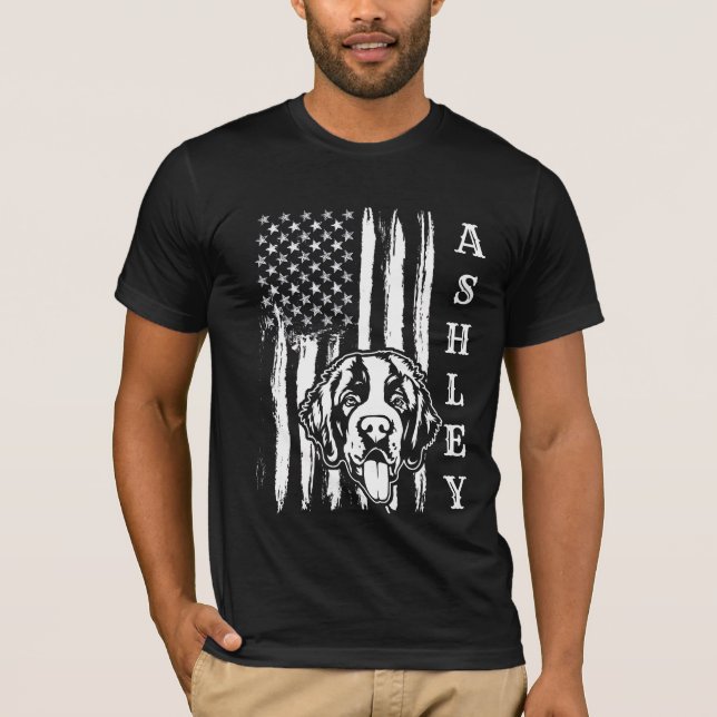 USA Patriot St. Bernard Dog US Pet T-Shirt (Vorderseite)