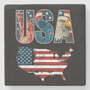 USA Patriotic 4. Juli America Flaggenfreiheit Steinuntersetzer