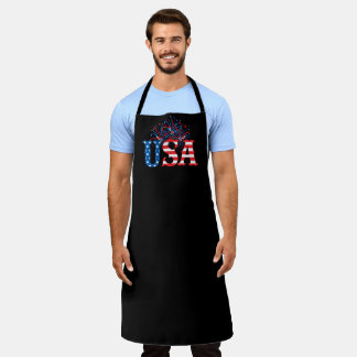 USA Patriotic 4. Juli Feuerwerk Schwarze Schürze
