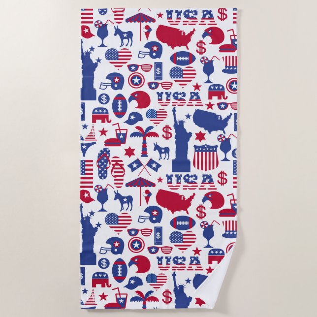 USA Patriotic 4. Juli Strandtuch (Vorderseite)