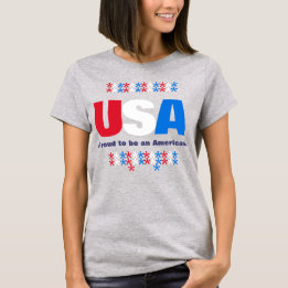 USA Patriotic 50 Stars Red White Blue T-Shirt
