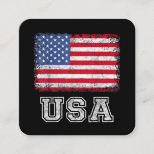 USA Patriotic American Flag for Men Women Kids Boy Quadratische Visitenkarte