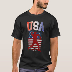 USA Patriotic Baseball American Flag Summer Sports T-Shirt