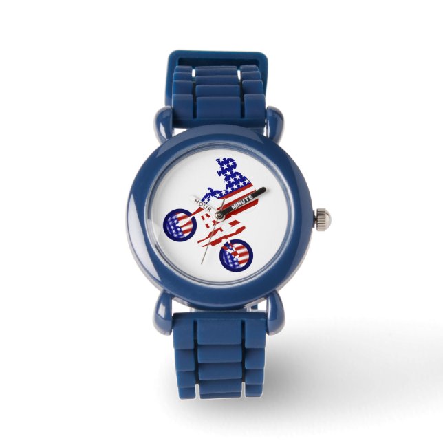 USA Patriotic Biking BMX Armbanduhr (Vorderseite)