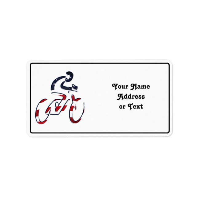 USA Patriotic Biking CYCLING Adressaufkleber (Vorne)