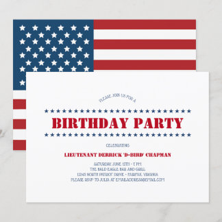 USA Patriotic Birthday Party Einladung