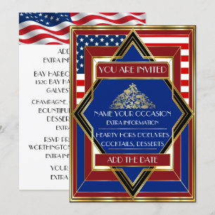 USA Patriotic Deko Weihnachts-Einladung Einladung