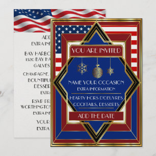 USA Patriotic Deko Weihnachts-Einladung Einladung