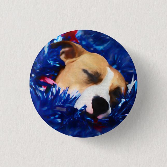 USA Patriotic Dog American Pit Bull Terrier Button (Vorderseite)