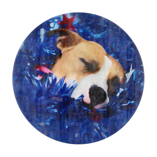 USA Patriotic Dog American Pit Bull Terrier Schneidebrett (Vorderseite)
