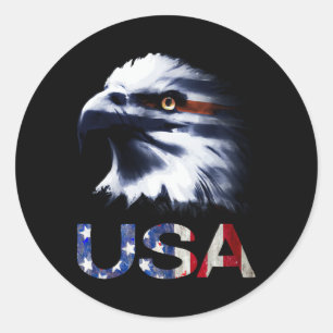 Usa Patriotic Eagle Head - 4. Juli unabhängig Runder Aufkleber