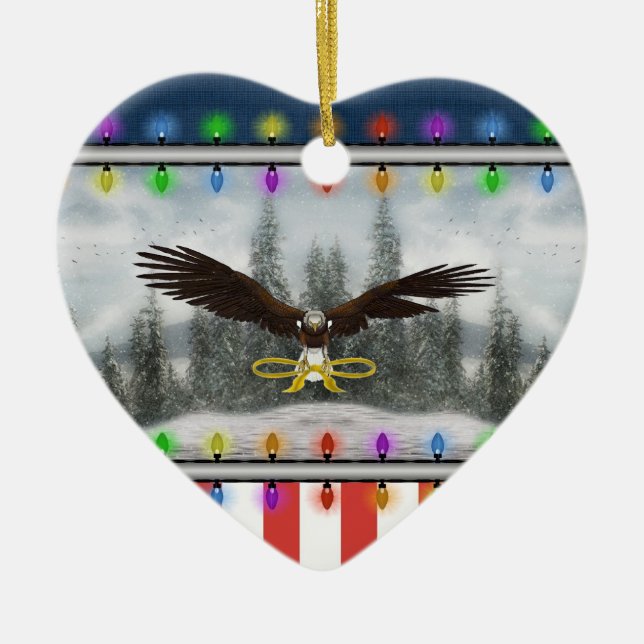USA Patriotic Eagle Heart Ornement de Noël (Devant)