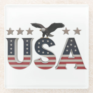 USA Patriotic Eagle + Stars Flag Design for Pride Glasuntersetzer