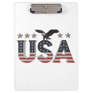 USA Patriotic Eagle + Stars Flag Design for Pride Klemmbrett