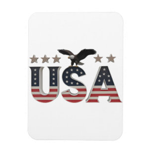 USA Patriotic Eagle + Stars Flag Design for Pride Magnet