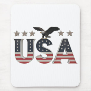 USA Patriotic Eagle + Stars Flag Design for Pride Mousepad
