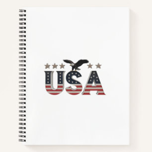 USA Patriotic Eagle + Stars Flag Design for Pride Notizbuch
