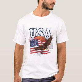 USA Patriotic Eagle with Mars Red Planet Design T-Shirt