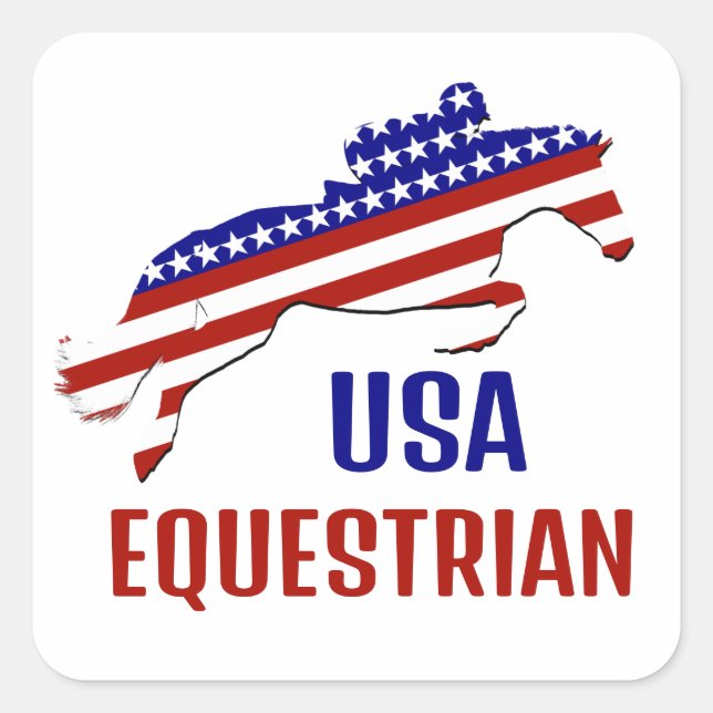 USA Patriotic Equestrian  Quadratischer Aufkleber (Vorderseite)