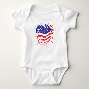 USA Patriotic Flag Herz Baby Strampler