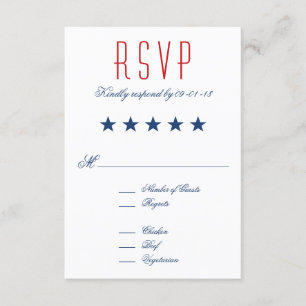 USA Patriotic Flag Wedding RSVP Karte