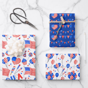 USA Patriotic Flag Wrapper Papier Set de 3