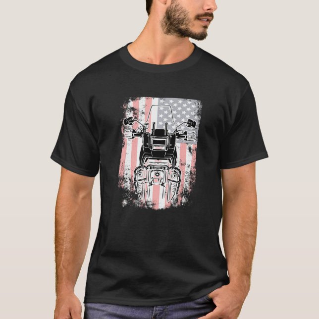 USA Patriotic FlagTravel Off Road Biker Trial Adve T-Shirt (Vorderseite)