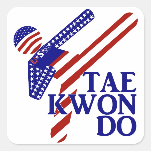 USA Patriotic Martial Arts TAEKWONDO Quadratischer Aufkleber (Vorderseite)