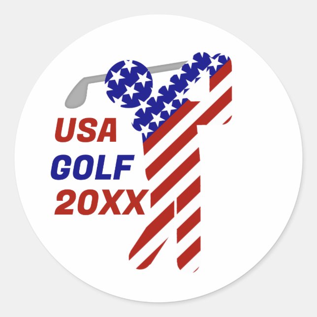 USA Patriotic MEN'S GOLF Runder Aufkleber (Vorderseite)