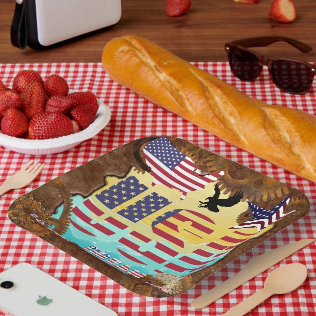 USA Patriotic Pappteller (Picknick)