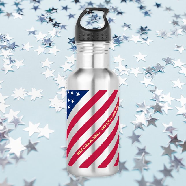 USA Patriotic Red Blue Stars Stripes Bouteille d'e (USA America National Flag Patriotic Stars Stripes Water Bottle)