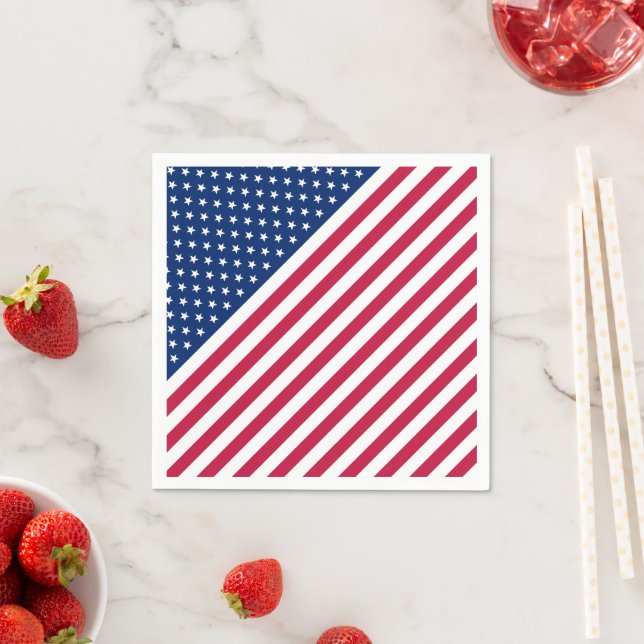 USA Patriotic Red Stripes Stars Flag Paper Napkin Serviette (Beispiel)