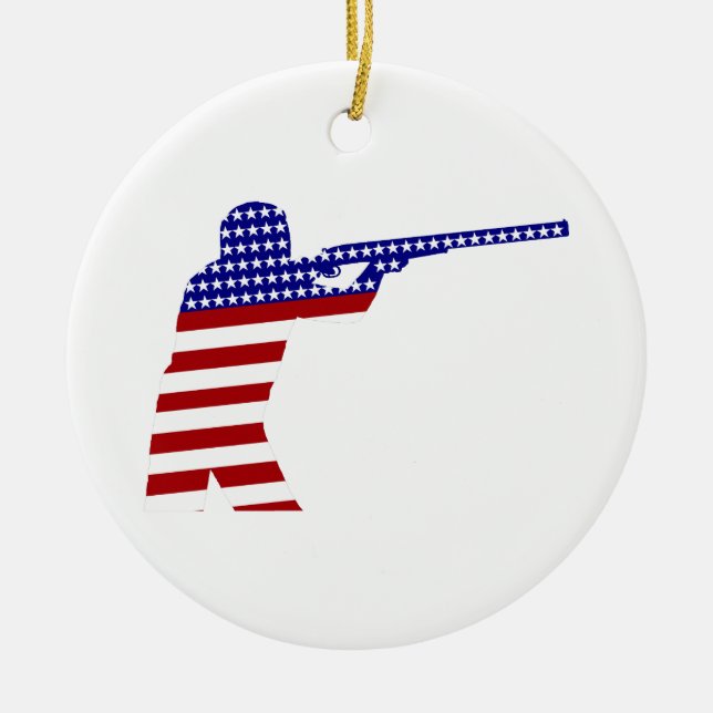 USA Patriotic Rifle Shooting Keramikornament (Vorne)