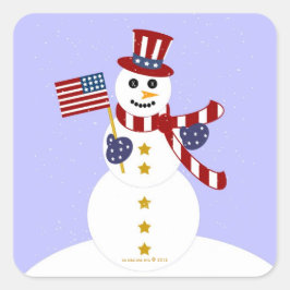 USA Patriotic Snowman mit Flag Square Stickers