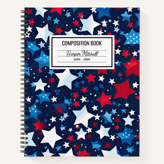 USA Patriotic Stars-KompositionsNotebook Notizbuch (Vorderseite)