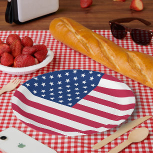 USA Patriotic Stripes Stars Flag Party Paper Plate Pappteller